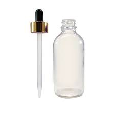Dropper Bottle, Clear Glass, Gold Pipette Lid view 3