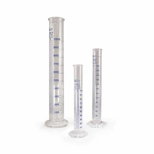 Measuring Cylinders, Glass, Spouted, 2000 ml, Hex Base, Grade A