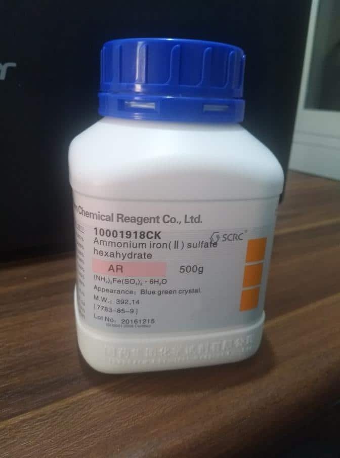Ammonium Ferrous Sulphate Fe(NH4)2(SO4)2.6H2O