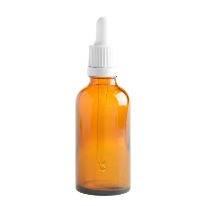 Dropper Bottles, Amber, White Pipette Lids