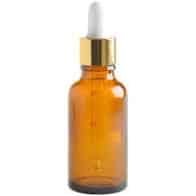Dropper Bottle, Amber Glass, Gold Pipette Lid