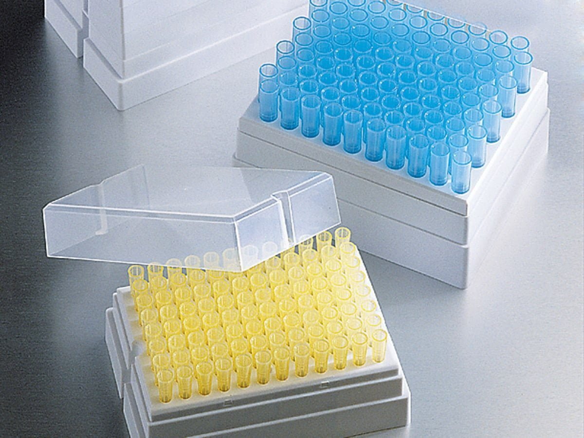 Pipette tips 100ul with filler, 96 place rack