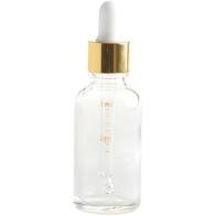 Dropper Bottle, Clear Glass, Gold Pipette Lid view 2